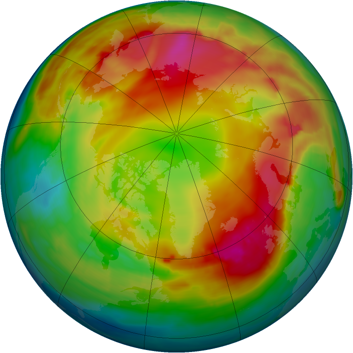 Arctic ozone map for 13 January 2015